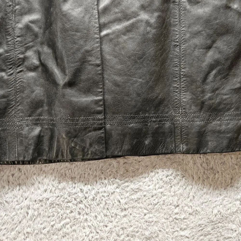 Coach Womens Black Leather Jacket Size XS Mid Length